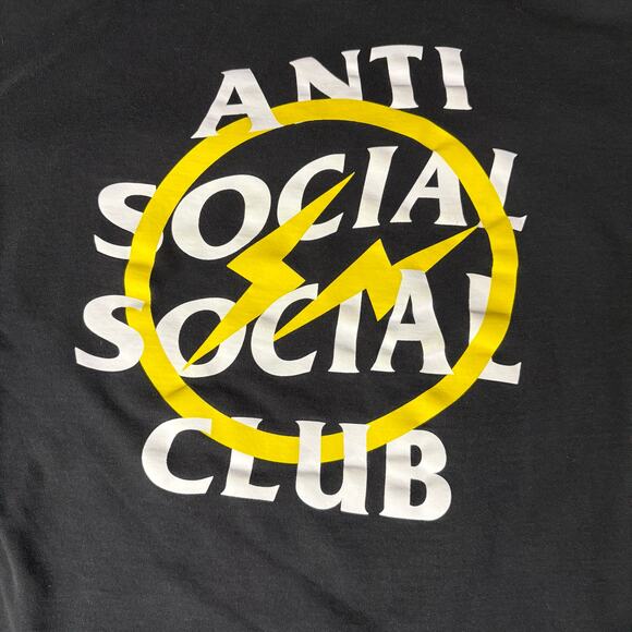 Anti Social Social Club x Fragment Yellow Bolt Hoodie (ASSW532) Men's Sz L - Picture 2 of 5